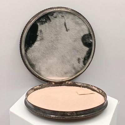 LOT 3: Sterling Silver with Compact with Engraved Silver-Tone Match Holder