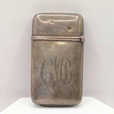 LOT 3: Sterling Silver with Compact with Engraved Silver-Tone Match Holder