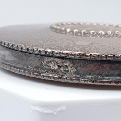 LOT 3: Sterling Silver with Compact with Engraved Silver-Tone Match Holder