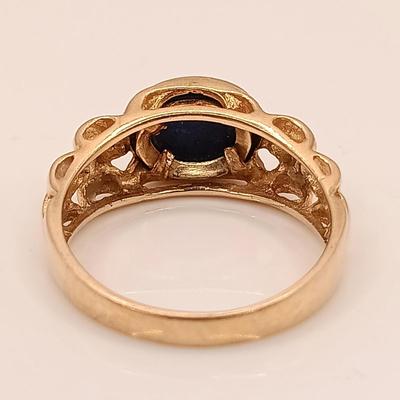 LOT 4: Oval Lapis Lazuli 14K Gold Band Ring 3.73g Sz 7