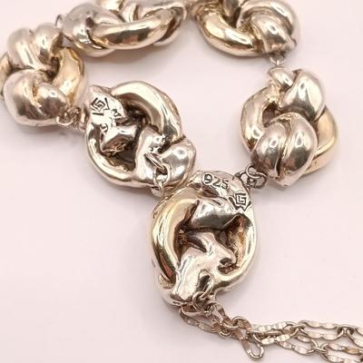 LOT 5: Vintage GW 925 Sterling Chunky Puffy Link Abstract Modernist Statement Necklace 68g