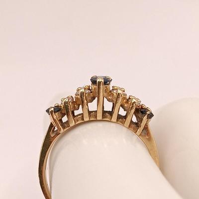 LOT 6: Sapphire & Diamond 14K Yellow Gold Ring (1 Missing Stone)