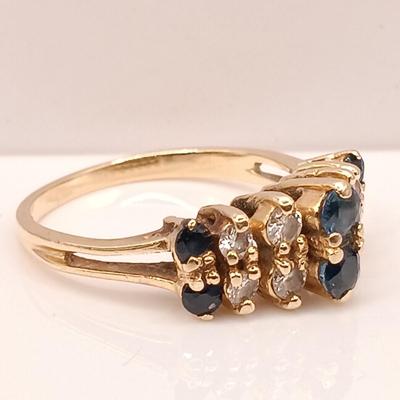 LOT 6: Sapphire & Diamond 14K Yellow Gold Ring (1 Missing Stone)