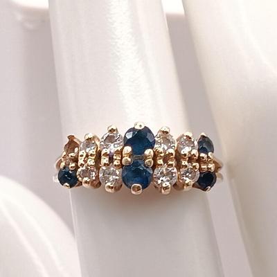 LOT 6: Sapphire & Diamond 14K Yellow Gold Ring (1 Missing Stone)