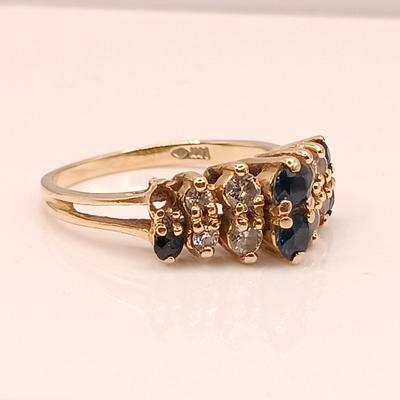 LOT 6: Sapphire & Diamond 14K Yellow Gold Ring (1 Missing Stone)