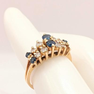 LOT 6: Sapphire & Diamond 14K Yellow Gold Ring (1 Missing Stone)