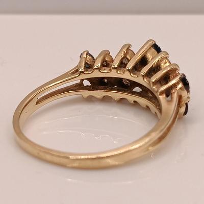LOT 6: Sapphire & Diamond 14K Yellow Gold Ring (1 Missing Stone)