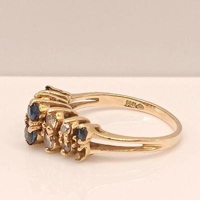 LOT 6: Sapphire & Diamond 14K Yellow Gold Ring (1 Missing Stone)