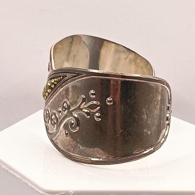 LOT 7: Vintage ATI 925 Mexico Sterling Cuff with Brass Highlights 48.9g