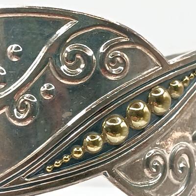 LOT 7: Vintage ATI 925 Mexico Sterling Cuff with Brass Highlights 48.9g