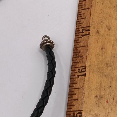 LOT 13: JCM 925 Sterling Mauritius Puffy Heart Necklace, 925 Sterling Pendant on Leather Cord with 925 Clasp & Mexico Silver-Tone...