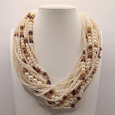LOT 14: Collection of Feaux Pearl Costume Necklaces