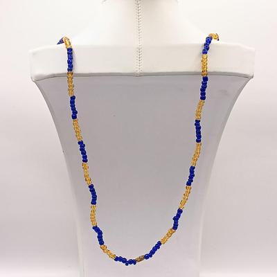 LOT 15: Vintage Hand-Painted Fleur-de-lis Glass Bead Necklace, Seŕefina 3-Strand Necklace & More
