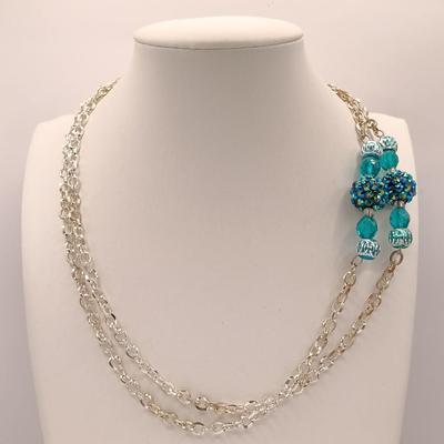 LOT 15: Vintage Hand-Painted Fleur-de-lis Glass Bead Necklace, Seŕefina 3-Strand Necklace & More