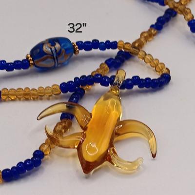LOT 15: Vintage Hand-Painted Fleur-de-lis Glass Bead Necklace, Seŕefina 3-Strand Necklace & More