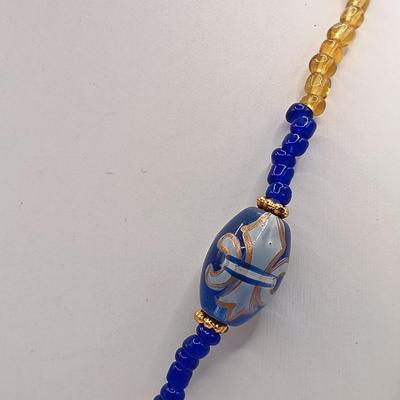 LOT 15: Vintage Hand-Painted Fleur-de-lis Glass Bead Necklace, Seŕefina 3-Strand Necklace & More