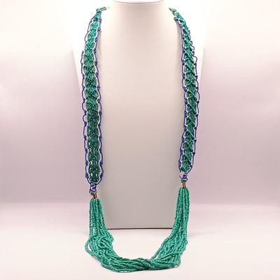 LOT 16: Oxidized Copper and Stone Necklace, Multi-Strand Turquoise Bead Necklace, Silk Thread Wrapped Bangles & More