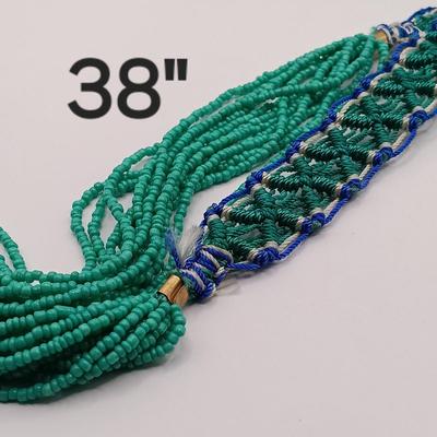 LOT 16: Oxidized Copper and Stone Necklace, Multi-Strand Turquoise Bead Necklace, Silk Thread Wrapped Bangles & More