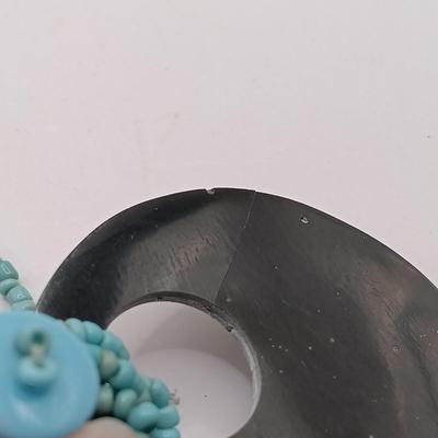 LOT 16: Oxidized Copper and Stone Necklace, Multi-Strand Turquoise Bead Necklace, Silk Thread Wrapped Bangles & More