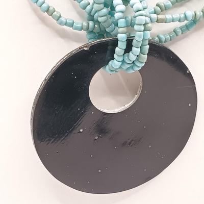 LOT 16: Oxidized Copper and Stone Necklace, Multi-Strand Turquoise Bead Necklace, Silk Thread Wrapped Bangles & More