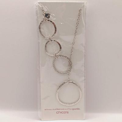 LOT 17: Silver-Tone Necklace with Garnet-Tone Stone, Chicos Circle Necklace, Style & Co Watch & More