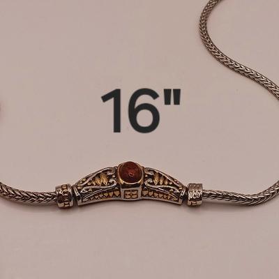 LOT 17: Silver-Tone Necklace with Garnet-Tone Stone, Chicos Circle Necklace, Style & Co Watch & More