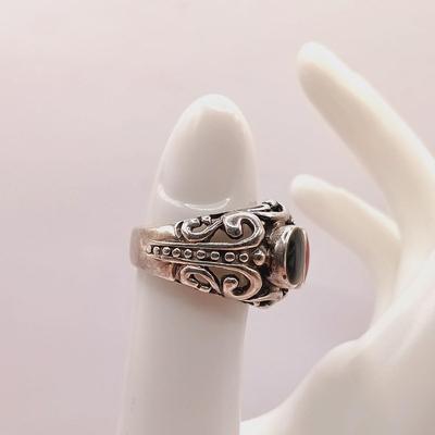 LOT 18: Vintage 925 Sterling Ring 10.4g Sz 6.5 with 925 Sterling Bracelet 27.6g