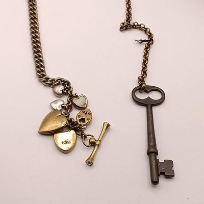 LOT 20: Fossil Skeleton Key Necklace, Chicos Multi-Strand Silver-Tone Necklace & More