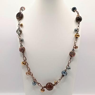 LOT 20: Fossil Skeleton Key Necklace, Chicos Multi-Strand Silver-Tone Necklace & More