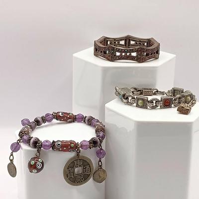 LOT 20: Fossil Skeleton Key Necklace, Chicos Multi-Strand Silver-Tone Necklace & More