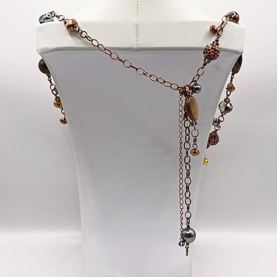 LOT 20: Fossil Skeleton Key Necklace, Chicos Multi-Strand Silver-Tone Necklace & More