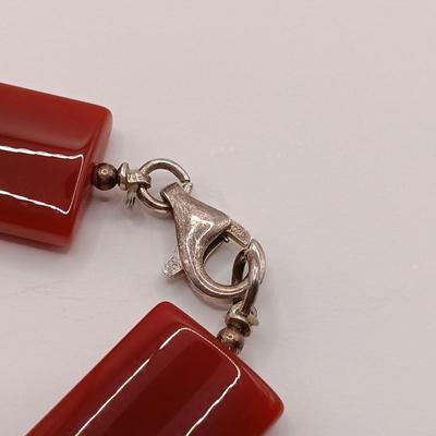 LOT 22: Vintage Sterling and Carnelian Necklace with Metalsmiths 925 Sterling Ring 17.8g Sz 7