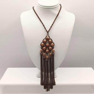 LOT 25: Feaux Pearl and Metal Tassel Necklace, Glass and Metal Fringe Necklace, Chain Necklace with 925 Clasp and Link & More