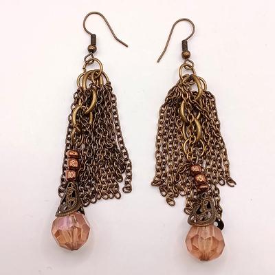 LOT 25: Feaux Pearl and Metal Tassel Necklace, Glass and Metal Fringe Necklace, Chain Necklace with 925 Clasp and Link & More