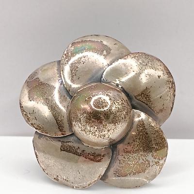 LOT 26: BH 925 Sterling Heart Ring 13.39g, 950 Flower Ring 10.73g & Israel 925 Ring with Garnet-Tone Stones 7.94g