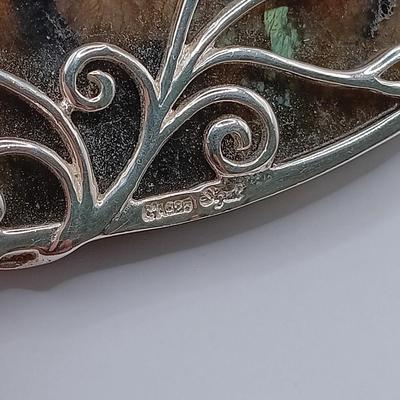 LOT 27: Mex 925 Sterling Ring with Blue Stone 9.6gtw & Large Labradorite and A 925 Sterling Pendant