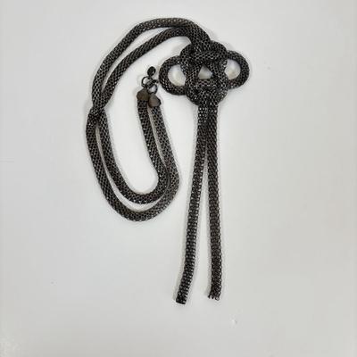 LOT 55: Alfani, 1928, Metal Knotted Mesh Necklace, Multi Strand Black Glass Beaded, Bangle & Cuff Bracelet