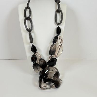 LOT 55: Alfani, 1928, Metal Knotted Mesh Necklace, Multi Strand Black Glass Beaded, Bangle & Cuff Bracelet