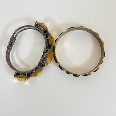 LOT 55: Alfani, 1928, Metal Knotted Mesh Necklace, Multi Strand Black Glass Beaded, Bangle & Cuff Bracelet