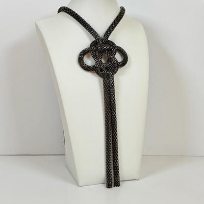 LOT 55: Alfani, 1928, Metal Knotted Mesh Necklace, Multi Strand Black Glass Beaded, Bangle & Cuff Bracelet
