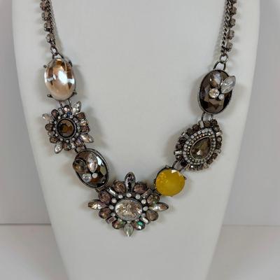 LOT 56: Betsy Johnson Bejeweled Statement Necklace along with Silvertone Staement Necklaces