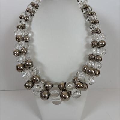 LOT 56: Betsy Johnson Bejeweled Statement Necklace along with Silvertone Staement Necklaces