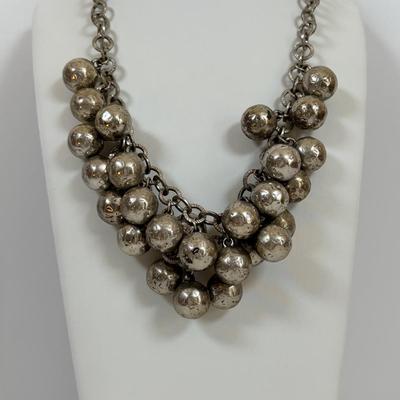 LOT 56: Betsy Johnson Bejeweled Statement Necklace along with Silvertone Staement Necklaces