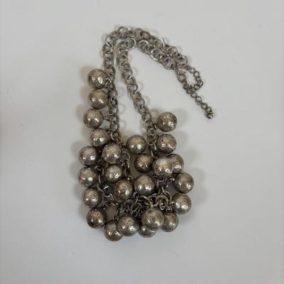LOT 56: Betsy Johnson Bejeweled Statement Necklace along with Silvertone Staement Necklaces