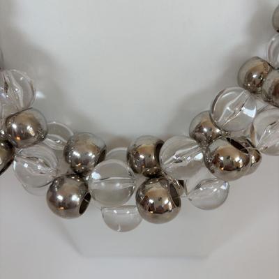 LOT 56: Betsy Johnson Bejeweled Statement Necklace along with Silvertone Staement Necklaces