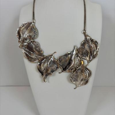 LOT 56: Betsy Johnson Bejeweled Statement Necklace along with Silvertone Staement Necklaces