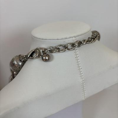 LOT 56: Betsy Johnson Bejeweled Statement Necklace along with Silvertone Staement Necklaces