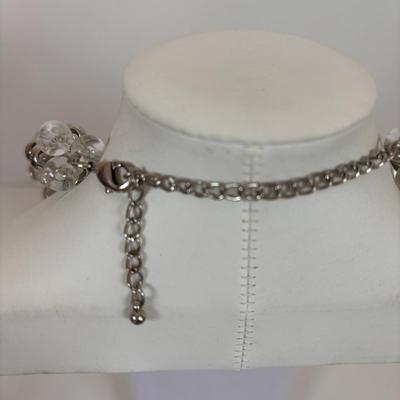 LOT 56: Betsy Johnson Bejeweled Statement Necklace along with Silvertone Staement Necklaces