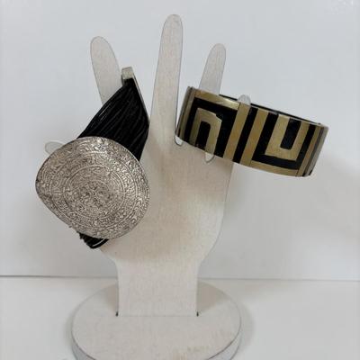 LOT 57: Chunky Style Cuff Bracelets: Tri-Color Freshwater Pearl, Silvertone Arm Cuff, Bejeweled Cuffs & More