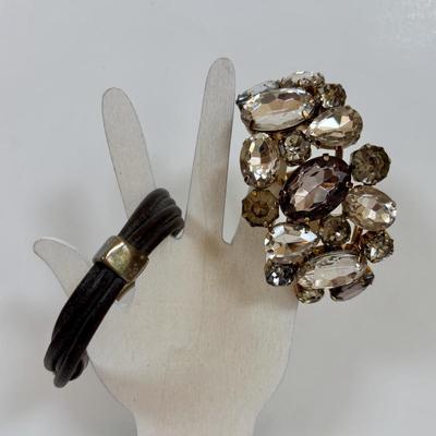 LOT 57: Chunky Style Cuff Bracelets: Tri-Color Freshwater Pearl, Silvertone Arm Cuff, Bejeweled Cuffs & More